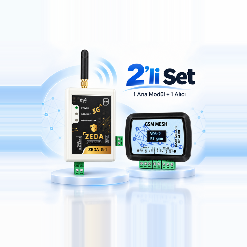 ZEDA GSM Mesh 2’li Set – 1 Ana Modül + 1 Alıcı